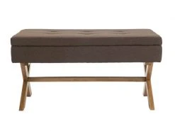 Banquette Namaro En Tissu Avec Espace De Rangement Pieds Bois De Caoutchouc , Marron/antique Clair -Banquette Magasin G CNF A14913780 C