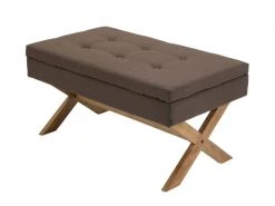 Banquette Namaro En Tissu Avec Espace De Rangement Pieds Bois De Caoutchouc , Marron/antique Clair -Banquette Magasin G CNF A14913780 E