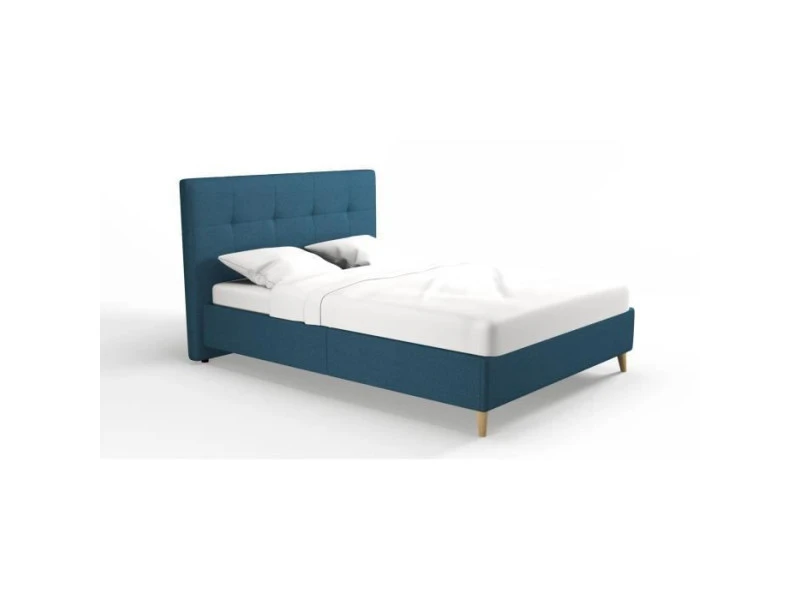 GPASPLUS Hylkio Lit Adulte 160x200 Cm Avec Tete De Lit - Tissu Bleu Marine 3 GPASPLUS Hylkio Lit Adulte 160x200 Cm Avec Tete De Lit - Tissu Bleu Marine