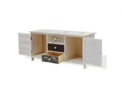 Mobili Rebecca Banc Meuble De Rangement 3 Tiroirs 2 Porte Bois Blanc 45x90x34 -Banquette Magasin G CNF B27556401 D