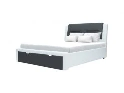 GPASPLUS Scarlette Lit Adulte Contemporain Avec Tiroirs De Rangement - Simili Gris Fonce/blanc - Sommier Inclus - 140 X 190 Cm -Banquette Magasin G CNF B29266297 E