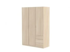 Armoire à Trois Portes Avec Barre-penderie, étagères Et Tiroirs, Couleur Chêne, Mesures En Cm 180 X 121 X 52