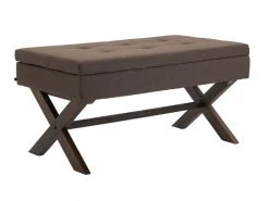 Banquette Namaro En Tissu Avec Espace De Rangement Pieds Bois De Caoutchouc , Marron/antique