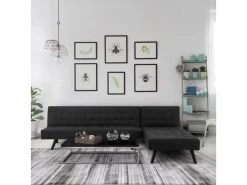 GPASPLUS Luca Canapé D'angle Clic-clac Réversible Contemporain 3 Places - Tissu Bleu Nuit Capitonné - L 180 X P 78 X H 75 Cm -Banquette Magasin G CNF C49770306 C