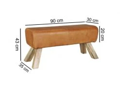 Finebuy Bois Massif Cuir Banc 90 X 43 X 30 Cm Style Rétro | Rembourré Banc | Banc En Cuir Salle à Manger Brun | Petit Banquette De Lit Cuir Véritable Banc Couloir -Banquette Magasin G CNF C93964304 D