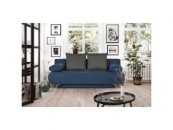 GPASPLUS Banquette Convertible Avec Le Coffre - Tissu Bleu Denim Et Bleu Chiné - L210 X P92 X H80 Cm - Kaliope -Banquette Magasin G CNF C94354202 C