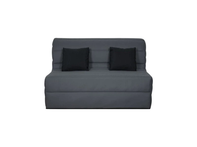 Banquette Bz Dunlopillo - Tissu Gris + 2 Coussins Noir - L 140 X P 99 X H 98 Cm - Alice 3 Banquette Bz Dunlopillo - Tissu Gris + 2 Coussins Noir - L 140 X P 99 X H 98 Cm - Alice