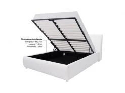 GPASPLUS Cloud Lit Adulte - 160 X 200 Cm + Coffre De Rangement - Simili Blanc -sommier A Lattes Inclus -Banquette Magasin G CNF D44427629 E