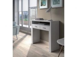Dmora Bureau Console Extensible Avec Deux Tiroirs, Couleur Blanche, 87,5 X 98,5 X 36 Cm (extensible Jusqu'à 66 Cm Lorsqu'il Est Ouvert). -Banquette Magasin G CNF E48458055 D