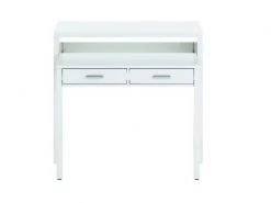 Dmora Bureau Console Extensible Avec Deux Tiroirs, Couleur Blanche, 87,5 X 98,5 X 36 Cm (extensible Jusqu'à 66 Cm Lorsqu'il Est Ouvert). -Banquette Magasin G CNF E48458055 F