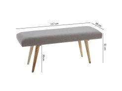 Finebuy Bois Massif Banc Tissu 117 X 51 X 38 Cm Style Rétro | Rembourré Banc | Banc En Tissu Salle à Manger Gris | Petit Banquette De Lit Tissu Banc -Banquette Magasin G CNF E60927606 D
