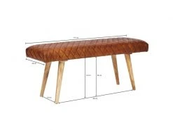Finebuy Banc Banc En Cuir Véritable / Bois Massif 115x53x38 Cm | Banquette 2 Places Rembourrée Salle à Manger Marron | Petit Banc De Lit En Cuir | Mobilier De Hall D'entrée -Banquette Magasin G CNF F26069417 E