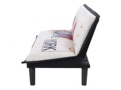 GPASPLUS Cassy Banquette Clic Clac 3 Places Imprimé New York - Tissu Gris Clair - L 179 X P 79 X H 74 Cm -Banquette Magasin G CNF F95289344 F