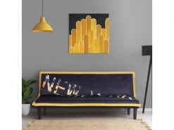 GPASPLUS Cassy Banquette Clic Clac 3 Places Imprimé New York - Tissu Jaune - L 179 X P 79 X H 74 Cm -Banquette Magasin G CNF G63134927 C