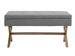 Banquette Namaro En Tissu Avec Espace De Rangement Pieds Bois De Caoutchouc , Gris/antique Clair -Banquette Magasin G CNF G93939912 C