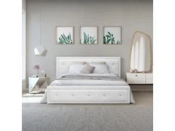 GPASPLUS Virginia Lit Coffre Adulte 160x200 Cm - Simili Blanc - Sommier Inclus -Banquette Magasin G CNF H44324294 D