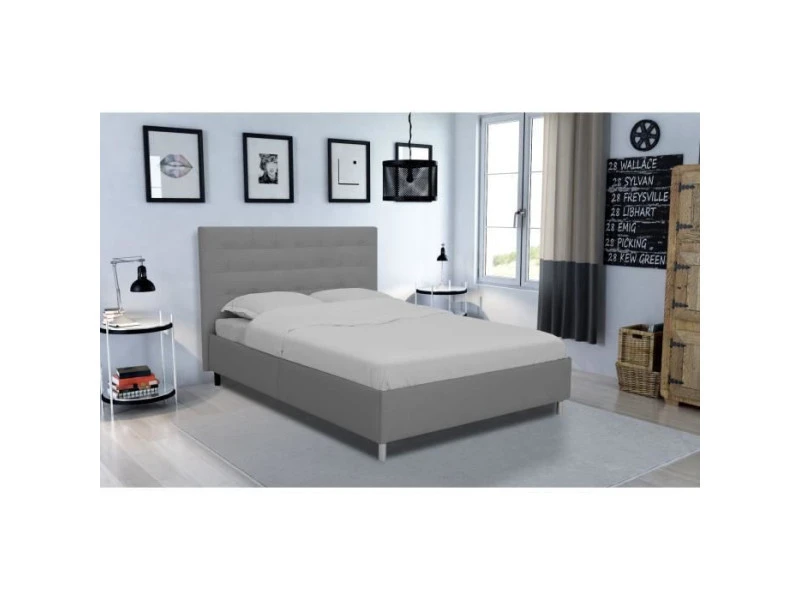 GPASPLUS Lit Adulte 140 X 190 Cm - Simili Gris - Tyyli 5 GPASPLUS Lit Adulte 140 X 190 Cm - Simili Gris - Tyyli – Image 3