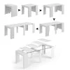 Dmora Table Console Extensible, Blanc Brillant, 90 X 78 X 51 Cm (jusqu'à 237 Avec Rallonges). -Banquette Magasin G CNF I99760131 B