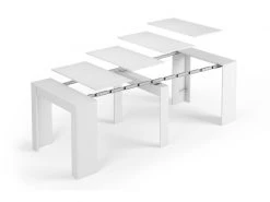 Dmora Table Console Extensible, Blanc Brillant, 90 X 78 X 51 Cm (jusqu'à 237 Avec Rallonges). -Banquette Magasin G CNF I99760131 E