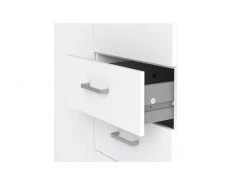 Armoire 2 Portes 3 Tiroirs 77,6 X 200,4 X 49,5, Structure En Feuille De Laminé, Blanc