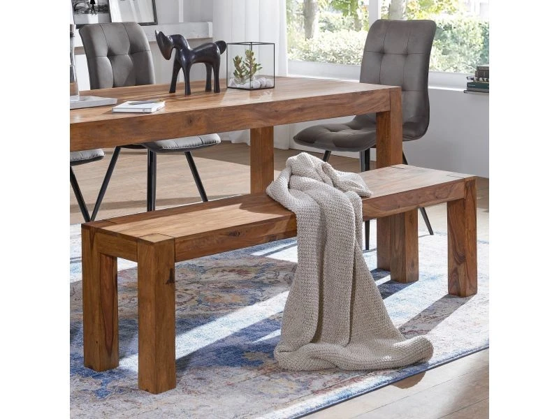 Finebuy Banc De Cuisine Bois Massif Sheesham Champêtre | Salle à Manger Banque Banc Pour Table De Cuisine | Banc Salle à Manger 4 Finebuy Banc De Cuisine Bois Massif Sheesham Champêtre | Salle à Manger Banque Banc Pour Table De Cuisine | Banc Salle à Manger – Image 2