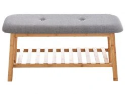 Banquette Marne En Tissu Avec Pieds Carrés En Bois De Bambou , Gris/90 Cm 7 Banquette Marne En Tissu Avec Pieds Carrés En Bois De Bambou , Gris/90 Cm -Banquette Magasin G CNF J69718492 C