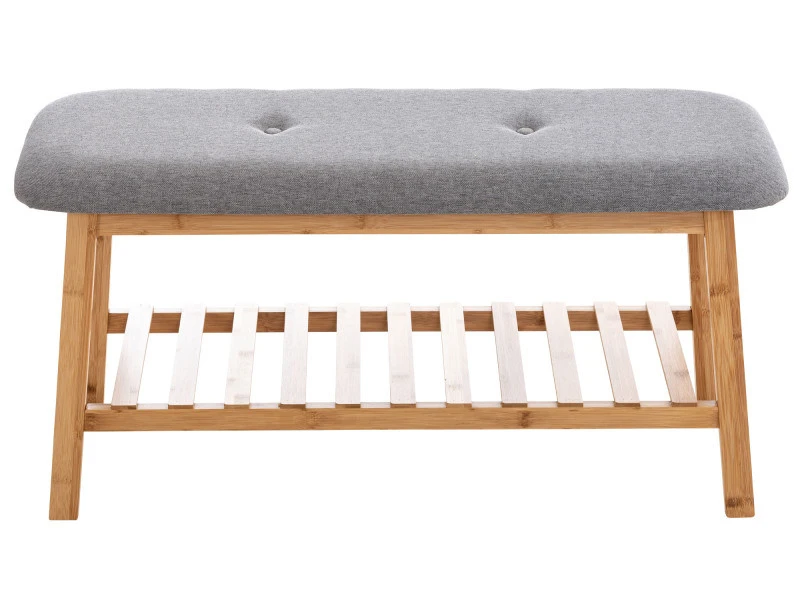 Banquette Marne En Tissu Avec Pieds Carrés En Bois De Bambou , Gris/90 Cm 4 Banquette Marne En Tissu Avec Pieds Carrés En Bois De Bambou , Gris/90 Cm – Image 2