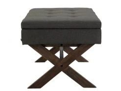 Banquette Namaro En Tissu Avec Espace De Rangement Pieds Bois De Caoutchouc , Gris Foncé/antique -Banquette Magasin G CNF J98614047 D
