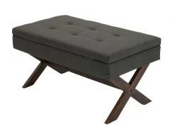 Banquette Namaro En Tissu Avec Espace De Rangement Pieds Bois De Caoutchouc , Gris Foncé/antique -Banquette Magasin G CNF J98614047 E