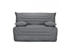 MEUBLETMOI Banquette Lit Bz 140x190 Cm En Tissu Gris Et Matelas 12 Cm - Cyriac -Banquette Magasin G CNF M61401017 F