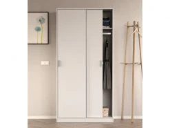 Armoire Avec Deux Portes Coulissantes, Couleur Blanche, 200 X 100 X 50 Cm -Banquette Magasin G CNF M94409138 D