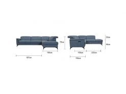 GPASPLUS Canape Dangle Droit Avec 1 Place Relax Electrique - Tissu Bleu Clair - L 292 X P 232 X H 99 Cm - Melbourne -Banquette Magasin G CNF N25609297 E