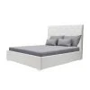 GPASPLUS Lit Adulte 140 X 160 Cm Tete De Lit Capitonnee + Coffre De Rangement - Simili Blanc - Sommier Blanc - Miles -Banquette Magasin G CNF N63282595 B