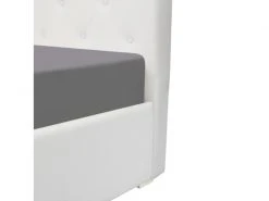 GPASPLUS Lit Adulte 140 X 160 Cm Tete De Lit Capitonnee + Coffre De Rangement - Simili Blanc - Sommier Blanc - Miles -Banquette Magasin G CNF N63282595 F