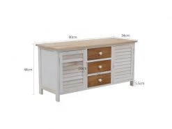 Mobili Rebecca Banc Meuble 3 Tiroirs 2 Porte Bois Blanc Beige 44x90x34 -Banquette Magasin G CNF O43758958 C