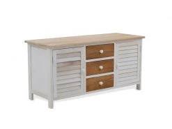 Mobili Rebecca Banc Meuble 3 Tiroirs 2 Porte Bois Blanc Beige 44x90x34 -Banquette Magasin G CNF O43758958 E