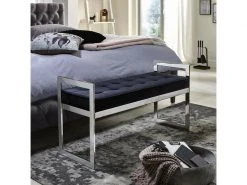 Banc En Tissu Velours Rembourré Noir - 100 X 40 X 56 Cm -pegane- -Banquette Magasin G CNF O57640615 C