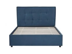 GPASPLUS Octave Lit Adulte 140x190 Cm - Tissu Bleu Fonce - Sommier A Lattes -Banquette Magasin G CNF O61564512 D