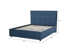 GPASPLUS Octave Lit Adulte 140x190 Cm - Tissu Bleu Fonce - Sommier A Lattes -Banquette Magasin G CNF O61564512 E