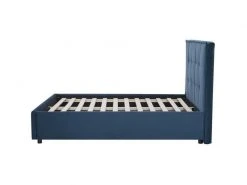GPASPLUS Octave Lit Adulte 140x190 Cm - Tissu Bleu Fonce - Sommier A Lattes -Banquette Magasin G CNF O61564512 F