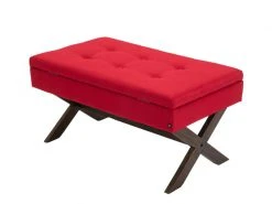 Banquette Namaro En Tissu Avec Espace De Rangement Pieds Bois De Caoutchouc , Rouge/antique -Banquette Magasin G CNF O71839938 E