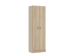 Armoire Multifonction Avec Deux Portes Battantes Et Cinq étagères Réglables En Hauteur, Couleur Chêne, Cm 180 X 59 X 37