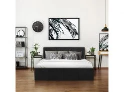 GPASPLUS Martin Lit Adulte 160 X 200 Cm + Coffre De Rangement - Simili Noir - Sommier Inclus -Banquette Magasin G CNF P59084323 D