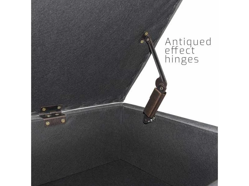 Istanbul - Coffre Pour Ottoman Avec Conteneur 42l. Banc Ottoman En Tissu Avec Siège Rembourré Et Pieds En Bois De Pin Couleur Space Grey 6 Istanbul - Coffre Pour Ottoman Avec Conteneur 42l. Banc Ottoman En Tissu Avec Siège Rembourré Et Pieds En Bois De Pin Couleur Space Grey – Image 4