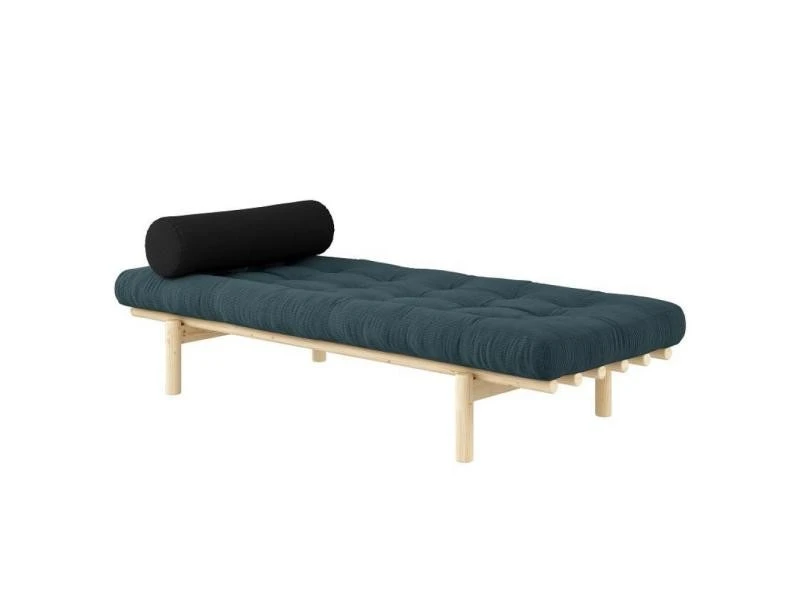 Méridienne Futon Next En Pin Massif Coloris Bleu Pâle Couchage 75 X 200 Cm