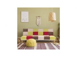 GPASPLUS Daria Banquette Clic Clac 3 Places - Tissu Patchwork Gris Clair - L 190 X P 77 X H 71 Cm -Banquette Magasin G CNF Q60084711 C