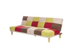 GPASPLUS Daria Banquette Clic Clac 3 Places - Tissu Patchwork Gris Clair - L 190 X P 77 X H 71 Cm -Banquette Magasin G CNF Q60084711 D