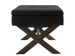 Banquette Namaro En Tissu Avec Espace De Rangement Pieds Bois De Caoutchouc , Noir /antique -Banquette Magasin G CNF R16614341 D