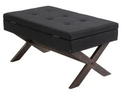 Banquette Namaro En Tissu Avec Espace De Rangement Pieds Bois De Caoutchouc , Noir /antique -Banquette Magasin G CNF R16614341 E