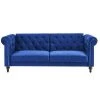 GPASPLUS Cesar Canapé Convertible Clic-clac 3 Places Chesterfield - Velours Bleu - L 217 X P 89 X H 86 Cm -Banquette Magasin G CNF R86926534 B
